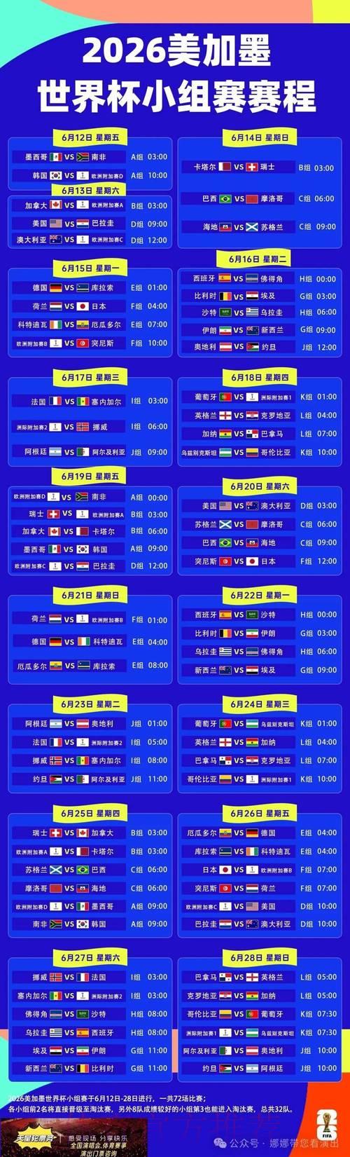世界杯赛程全攻略：详细信息一览无余